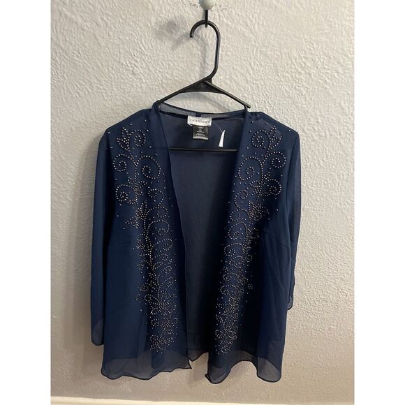 Catheines Plus 18W Navy Blue Open Front Cardigan Jacket - Picture 2 of 7